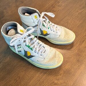 Servis Cheetah High top trainers White yellow green shoes afghani tali style